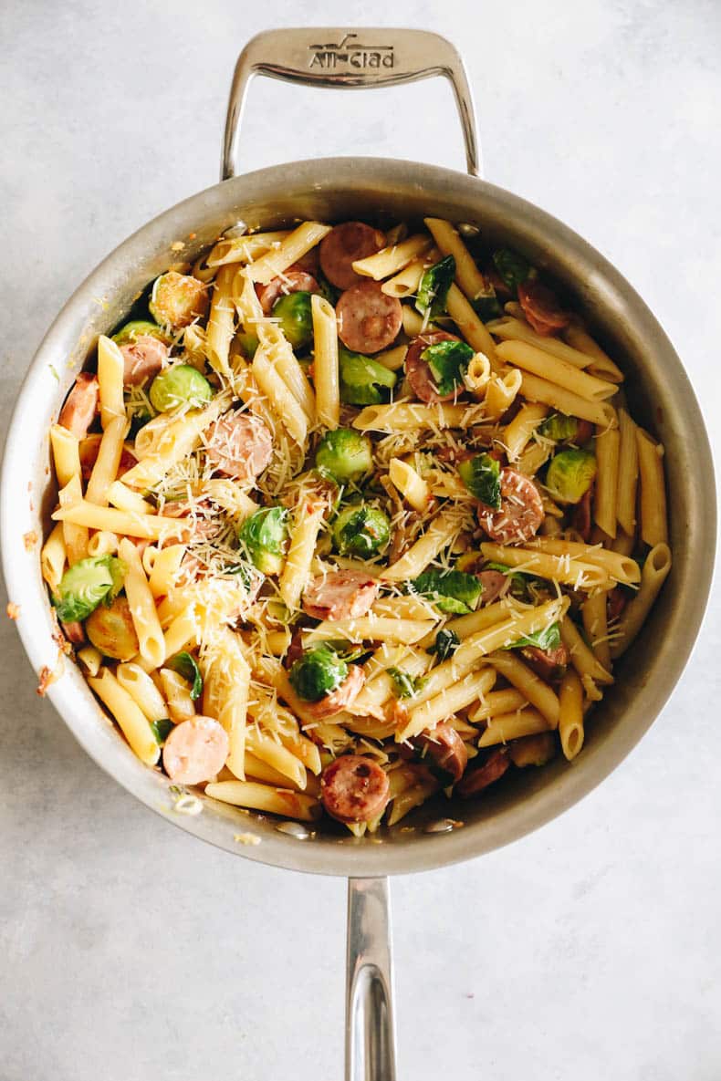 Chicken Sausage Pasta cooked in a large pot