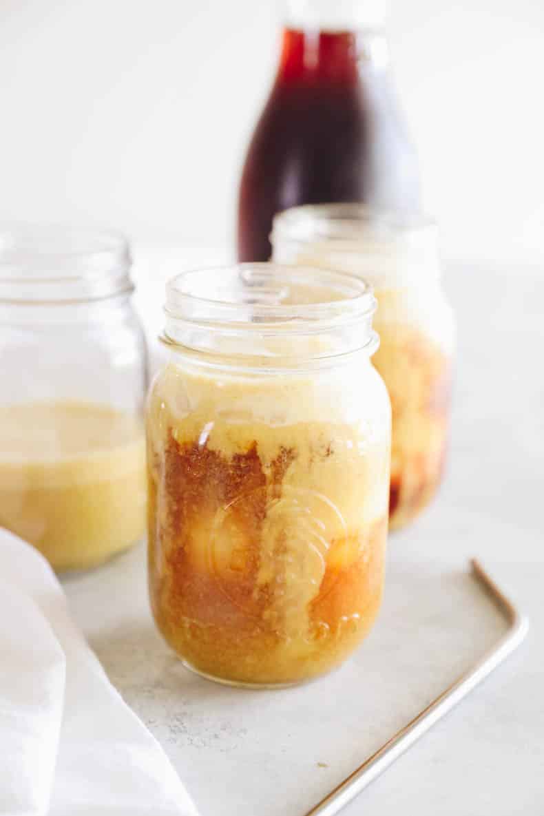 a mason jar with pumpkin cream cold brew.